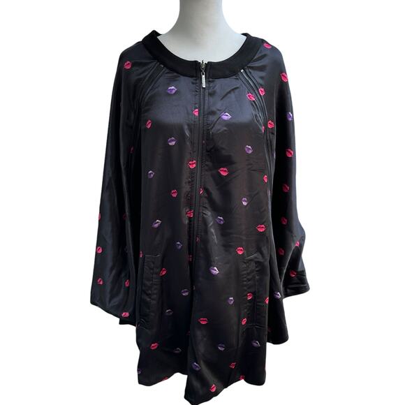 Melissa McCarthy x Seven Blck Reversible Zipper Cape Poncho Satin Lipstick Kiss - Picture 1 of 16